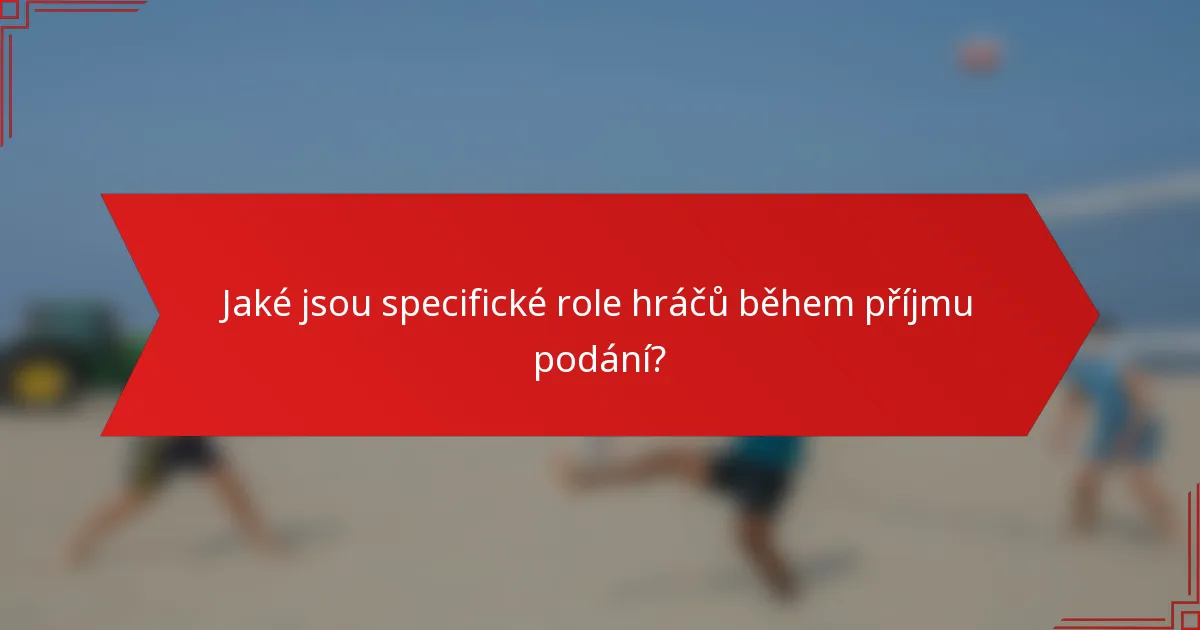 Jaké jsou specifické role hráčů během příjmu podání?