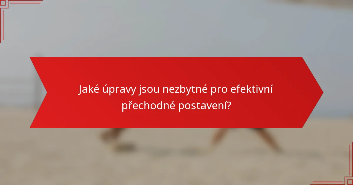 Jaké úpravy jsou nezbytné pro efektivní přechodné postavení?